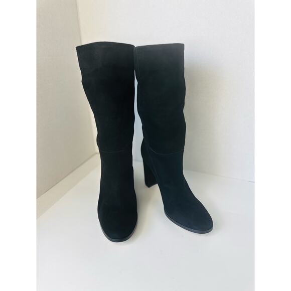 Ralph Lauren Artizan II Black Suede Mid-Calf Boots Sz 9 Minimalist Classic Style - Picture 10 of 10